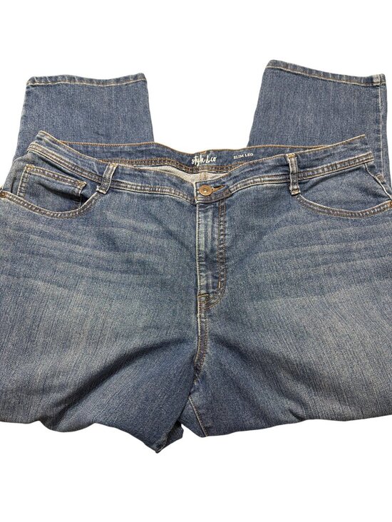 Style & Co Denim - Style & Co Slim Leg Blue Denim Jeans High Rise Flattering Petite Plus Size 20WP